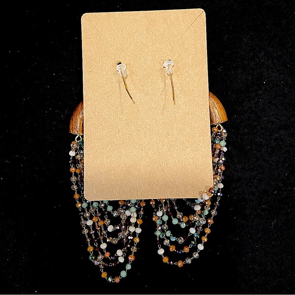 Beaded Wood Earrings - Picture 2 of 2